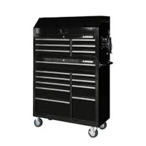 Phoenix Location NEW Husky 41 in. W x 24.5 in D Standard Duty 16-Drawer Combination Rolling Tool Chest and Top Tool Cabinet Set in Gloss Black