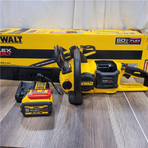 AS-IS DEWALT T 60V MAX 16in. Brushless Cordless Battery Powered Chainsaw Kit with (1) FLEXVOLT 2 Ah Battery & Charger