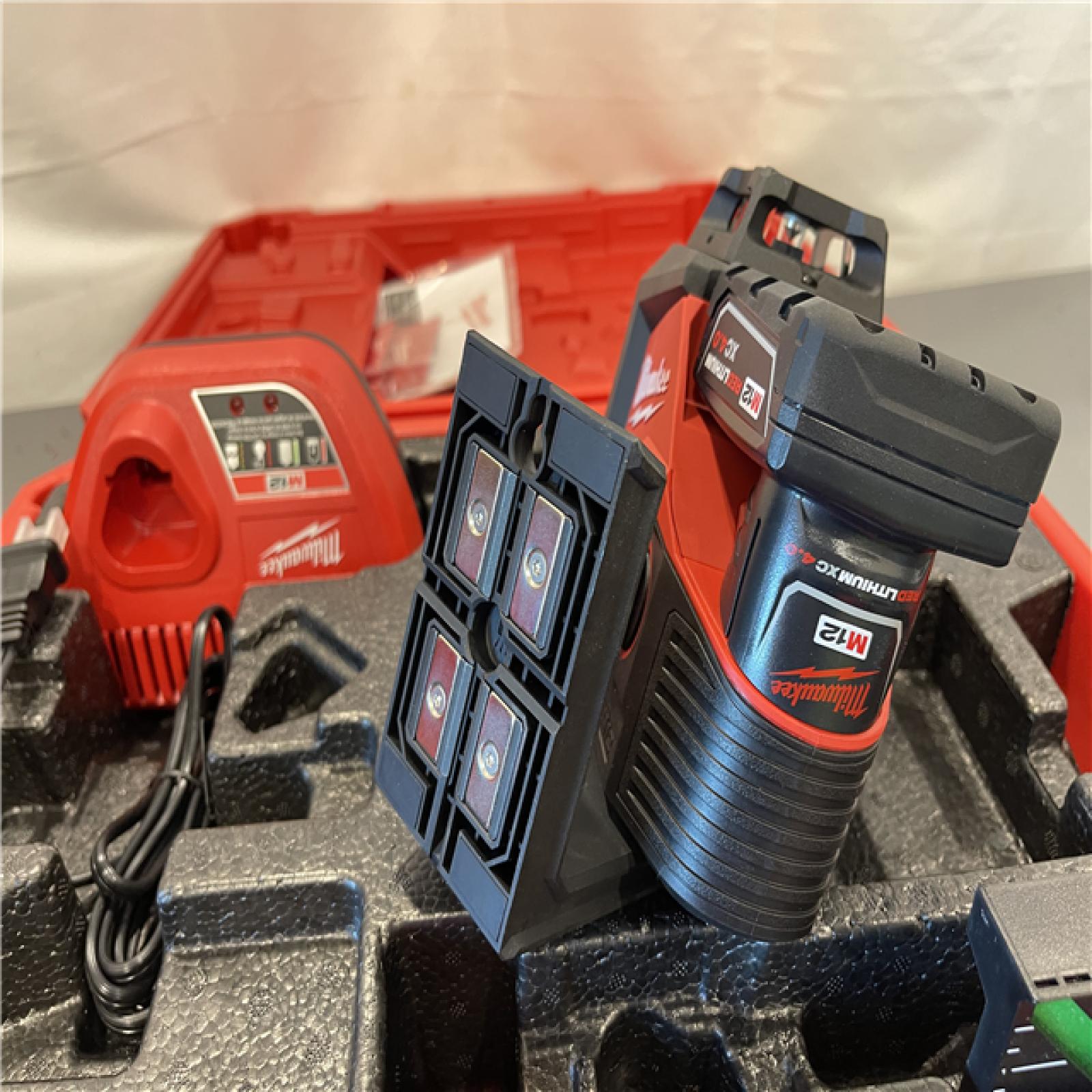 AS-IS - Milwaukee M12 12-Volt Lithium-Ion Cordless Green 250 ft. 3-Plane Laser Level Kit