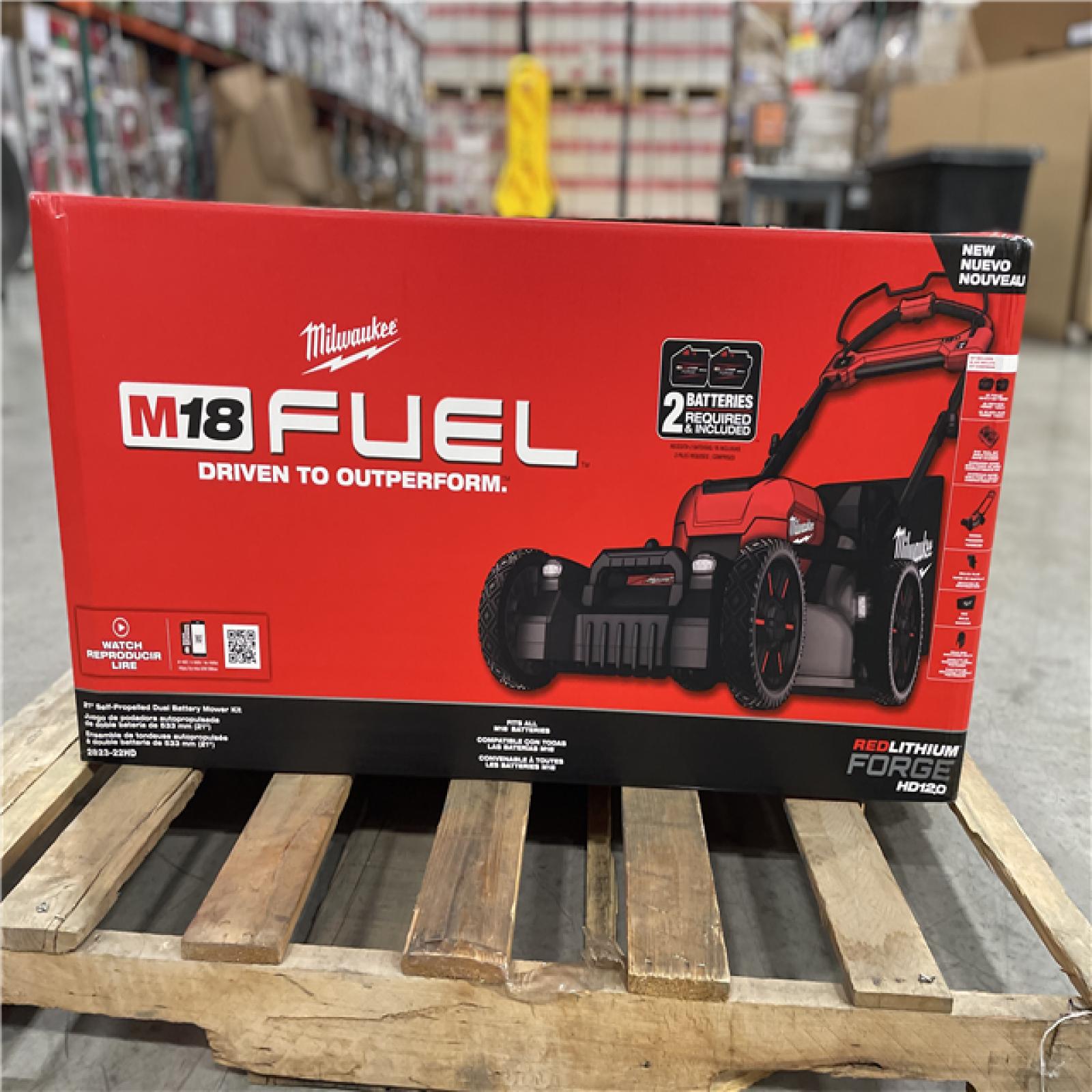 DALLAS LOCATION- NEW! MILWAUKEE M18 FUEL 21 Self-Propelled Dual Battery Mower Kit