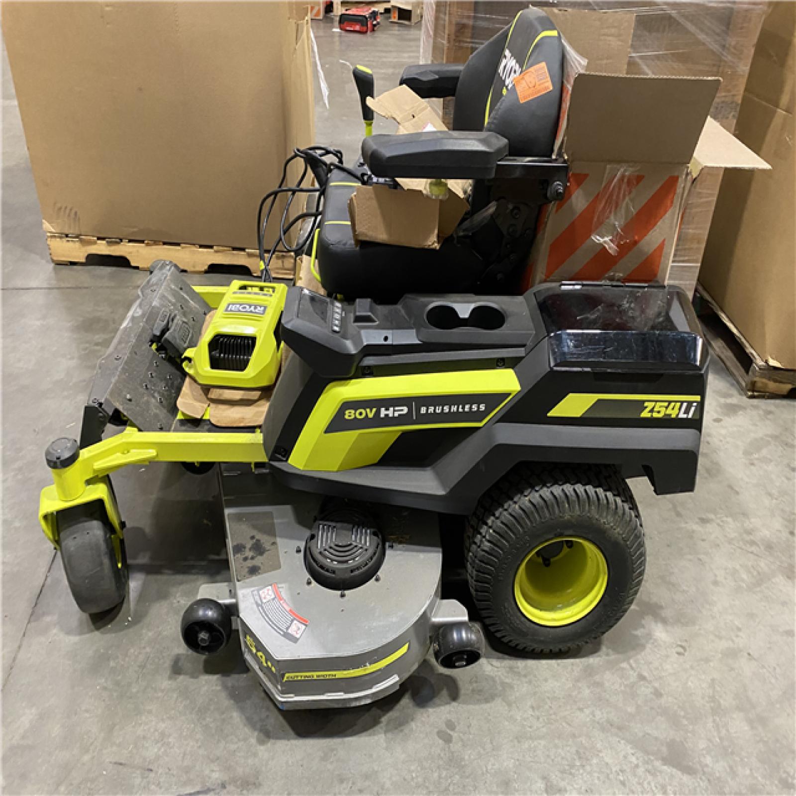 Dallas Location - As-Is RYOBI 80V HP Brushless 54 in. Battery Electric Cordless Zero Turn Riding Mower (3) 80V Batteries (4) 40V Batteries and Charger
