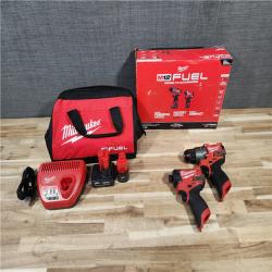 HOUSTON LOCATION - AS-IS Milwaukee FUEL 12-Volt Lithium-Ion Brushless Cordless Hammer Drill and Impact Driver Combo Kit