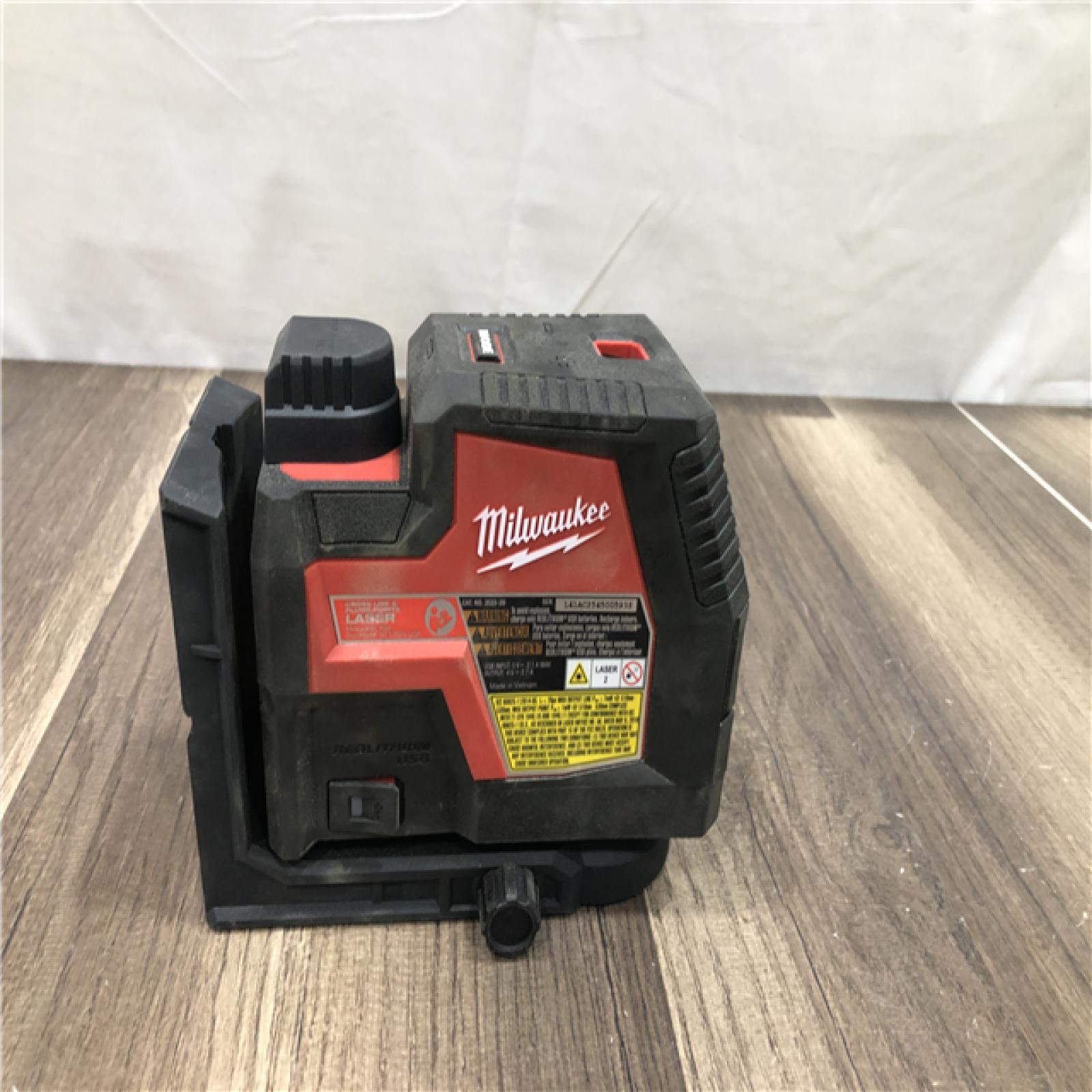 AS-IS Milwaukee Green 100 ft. Cross Line and Plumb Points Rechargeable Laser Level with REDLITHIUM Lithium-Ion