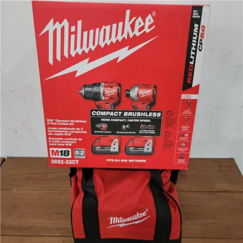 California NEW Milwaukee M18 Compact Brushless 2-Tool Combo Kit  Includes (2) Batteries  Charger & Tool Bag