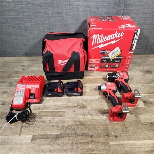 HOUSTON LOCATION - AS-IS Milwaukee M18 18V Lithium-Ion Brushless Cordless Compact Drill/Impact Combo Kit (2-Tool) W/(2) 2.0 Ah Batteries  Charger & Bag