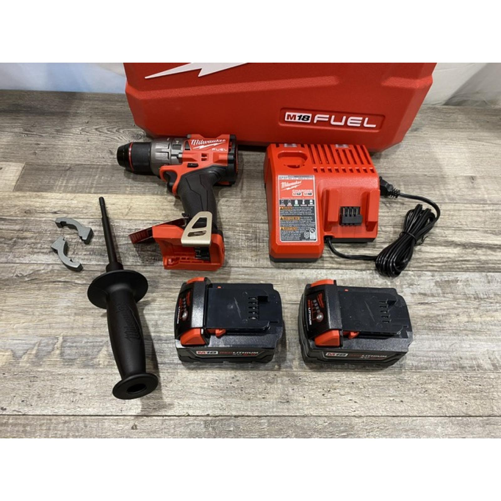 AS-IS Milwaukee FUEL 18V Lithium-Ion Brushless Cordless 1/2 in. Hammer Drill Driver Kit