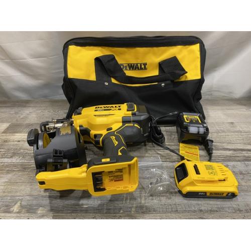 AS-IS DEWALT 20V MAX Lithium-Ion 15-Degree Electric Cordless Roofing Nailer Kit