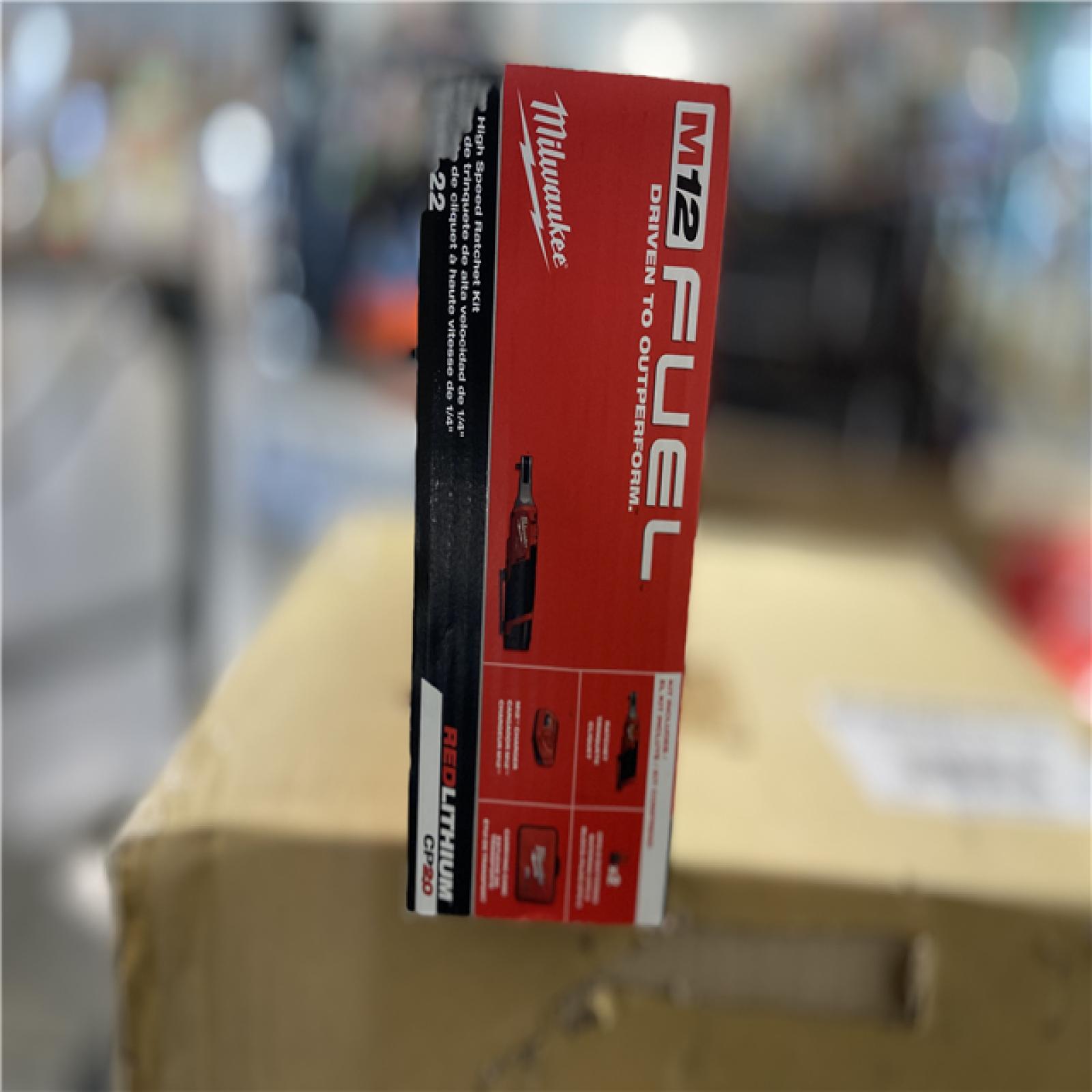 DALLAS LOCATION - Milwaukee M12 FUEL 12V Lithium-Ion Brushless Cordless High Speed 1/4 in. Ratchet Kit w/(2) Batteries, Charger and Bag