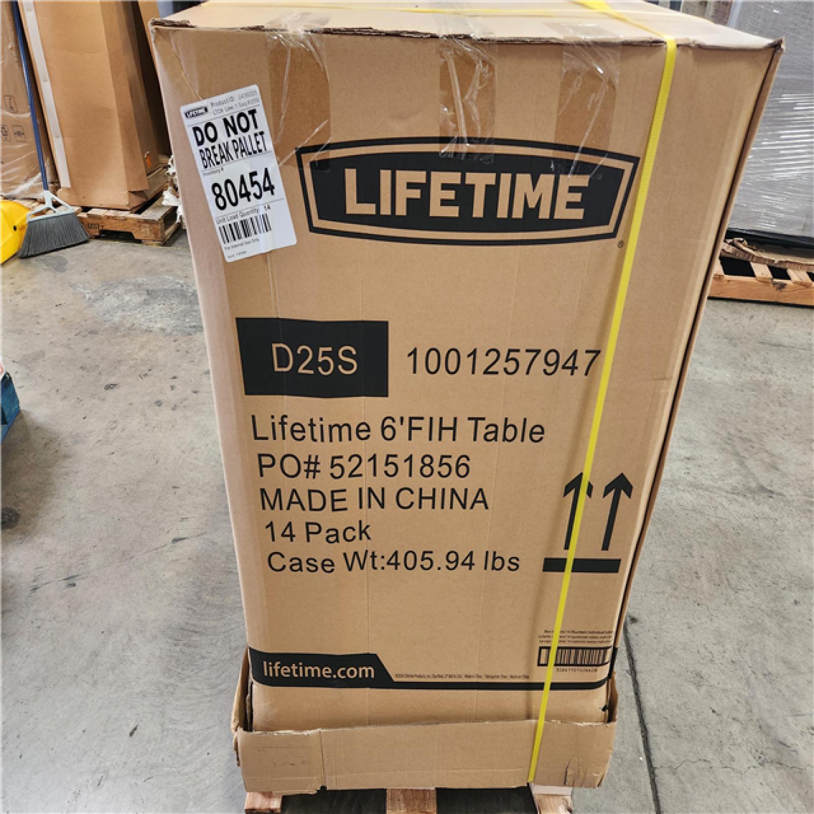 Phoenix Location 14 Pack Lifetime 6 ft. Fold-in-Half Table: Almond Pallet