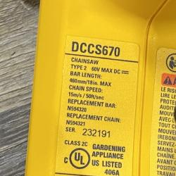 AS-IS DEWALT FLEXVOLT 60V MAX 16in. Brushless Cordless Battery Powered Chainsaw Kit