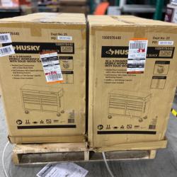 DALLAS LOCATION - Husky Tool Storage 46 in. W x 18 in. D 9-Drawer Mobile Workbench Cabinet in Gloss Black - 2 UNITS