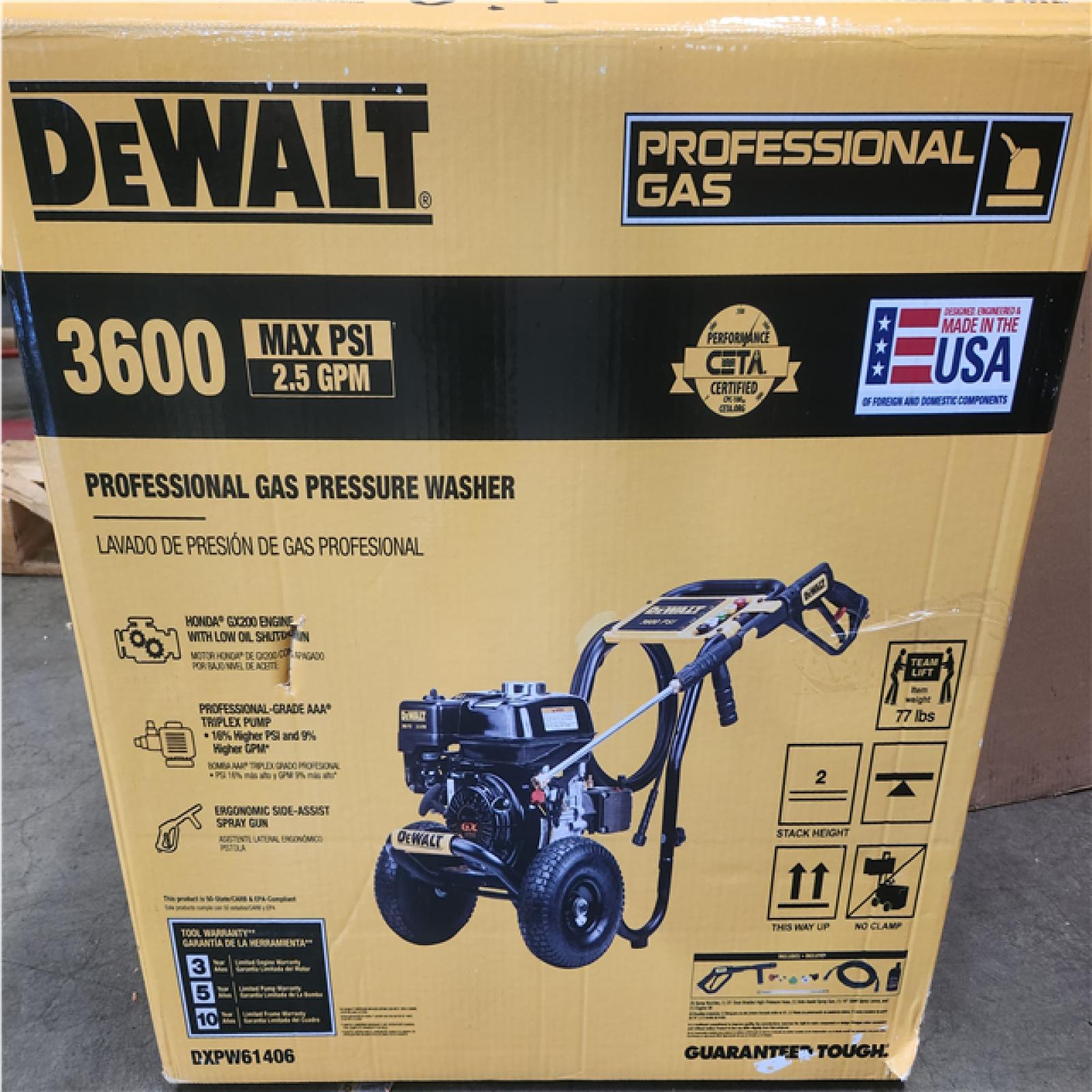 Phoenix LIKE NEW DEWALT 3600 PSI 2.5 GPM Cold Water Gas Professional Pressure Washer with HONDA GX200 Engine