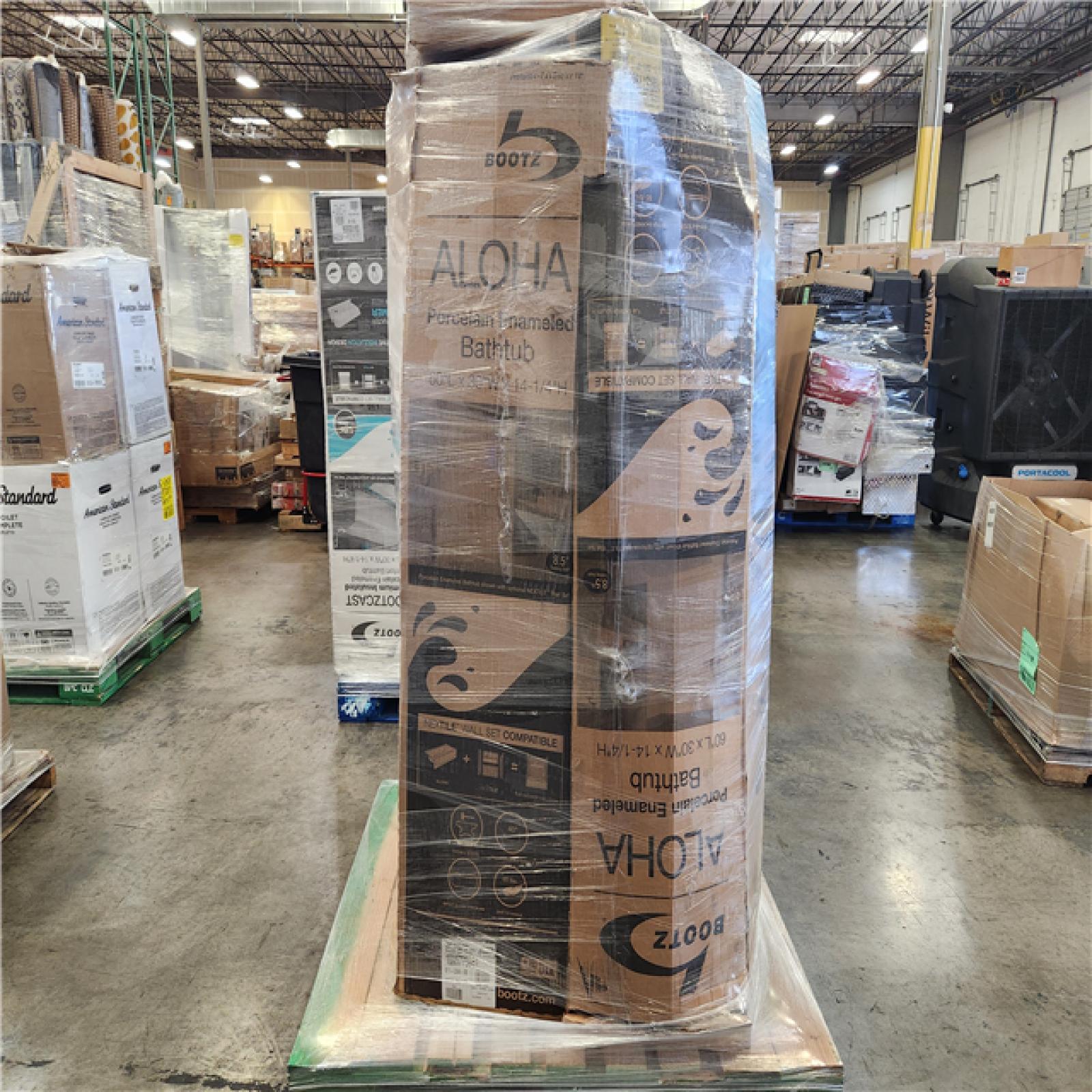 Phoenix Location AS-IS Bootz Industries Aloha 60 in. x 30 in. Soaking Bathtub with Right Drain in White Pallet (2-Tubs)