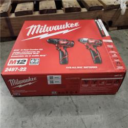 NEW! -  Milwaukee M12 12V Lithium-Ion Cordless Hammer Drill/Impact Driver Combo Kit (2-Tool) with (2) 1.5Ah Batteries  Charger & Bag