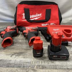 AS-IS Milwaukee FUEL 12-Volt Lithium-Ion Brushless Cordless Hammer Drill and Impact Driver Combo Kit