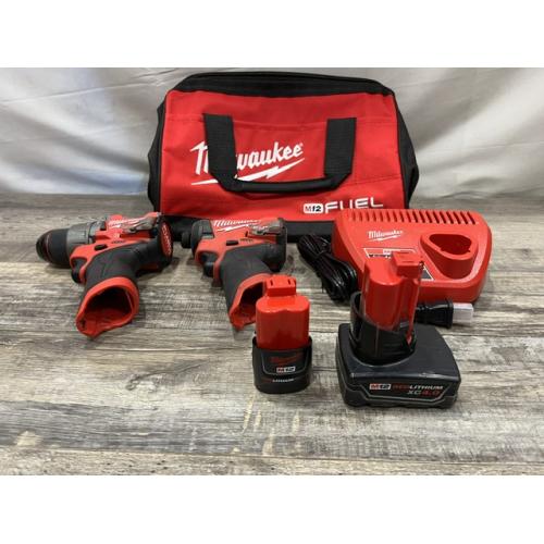 AS-IS Milwaukee FUEL 12-Volt Lithium-Ion Brushless Cordless Hammer Drill and Impact Driver Combo Kit