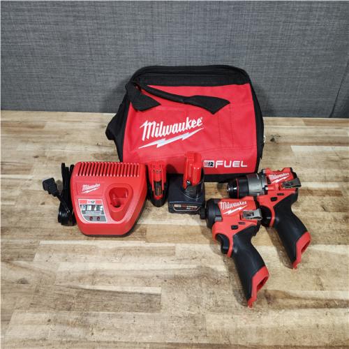 HOUSTON LOCATION - AS - IS Milwaukee FUEL 12-Volt Lithium-Ion Brushless Cordless Hammer Drill and Impact Driver Combo Kit