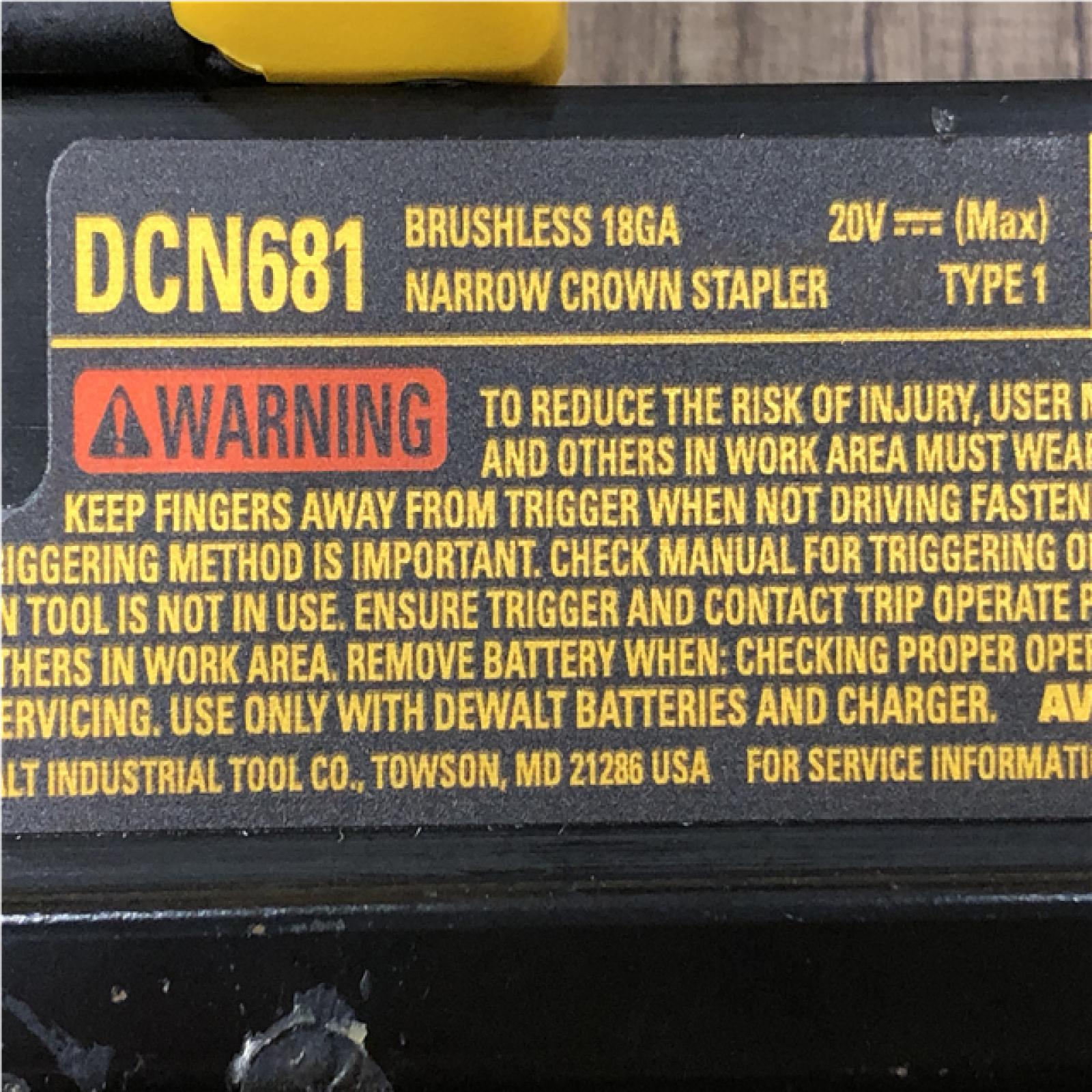 AS-IS DEWALT Cordless 18-Gauge Narrow Crown Stapler (Tool Only)