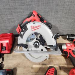 HOUSTON LOCATION - AS-IS Milwaukee M18 18-Volt Lithium-Ion Brushless Cordless Combo Kit (4-Tool) with 2-Batteries, 1-Charger
