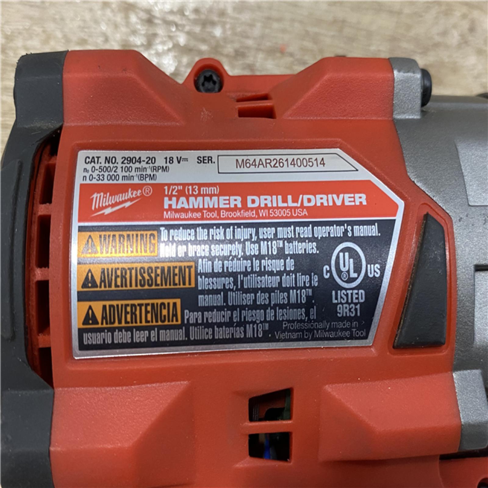 AS-IS Milwaukee FUEL 18V Lithium-Ion Brushless Cordless 1/2 in. Hammer Drill/Driver (Tool-Only)