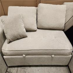 Phoenix Location AS-IS Harper & Bright Designs 104.5 in. Cream Chenille Full Size Sofa Bed, L Shaped Modern Sectional Sofa with Storage Chaise and 1 Stool
