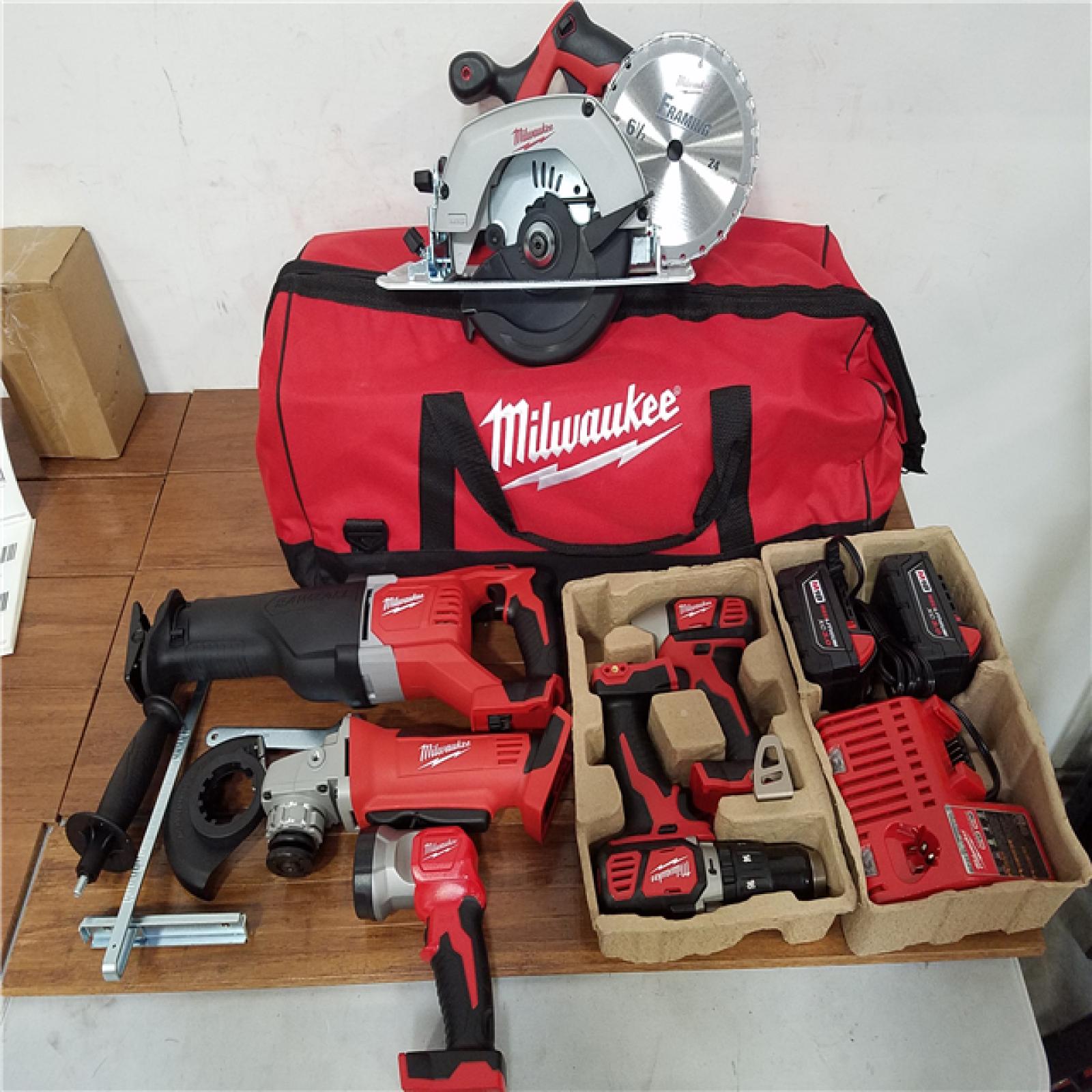 California NEW Milwaukee M18 6-Tool Combo Kit  Includes (2) Batteries  Charger & Bag