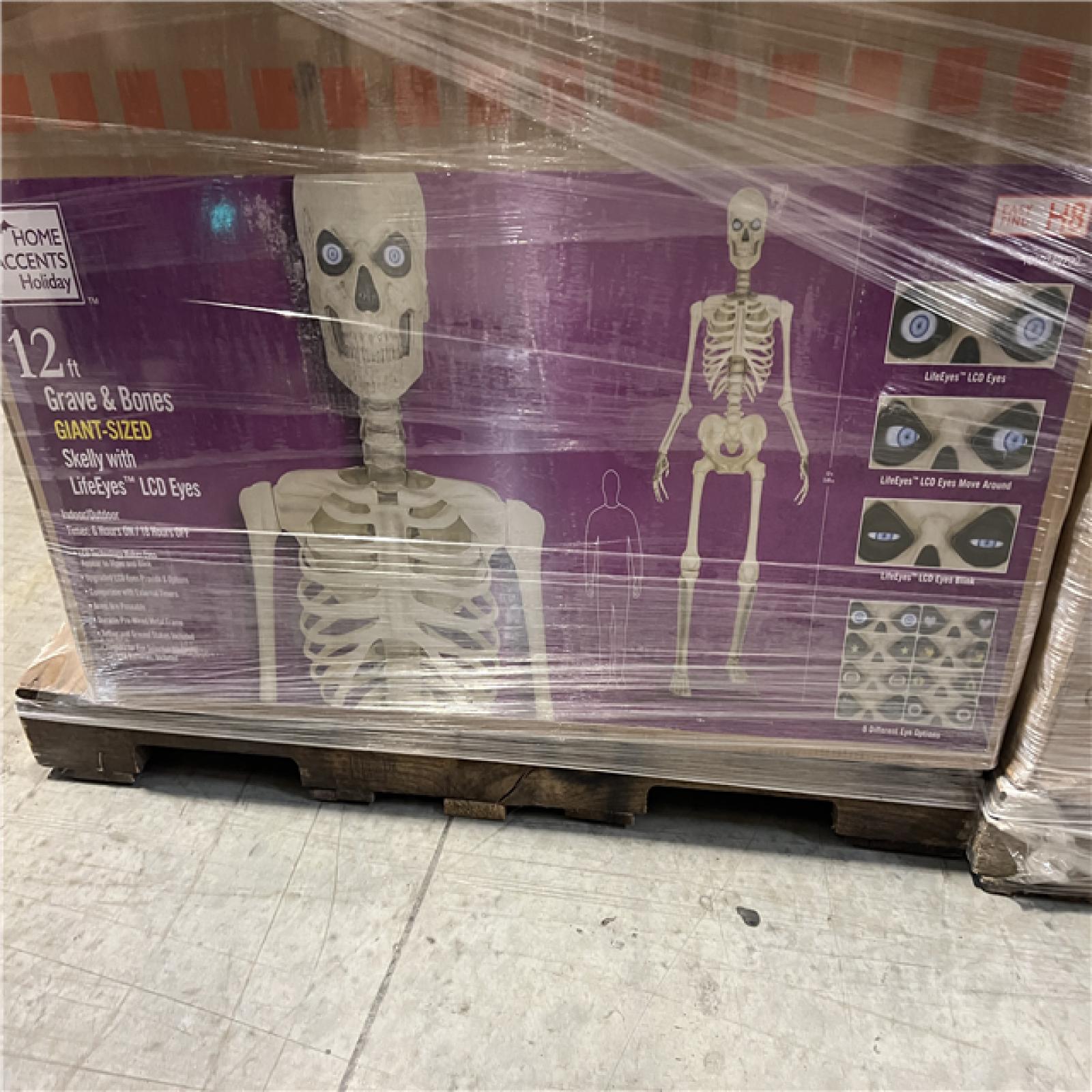 DALLAS LOCATION - AS-IS Home Accents Holiday 12 ft. Grave & Bones Giant-Sized Skelly with LifeEyes™ LCD Eyes H5