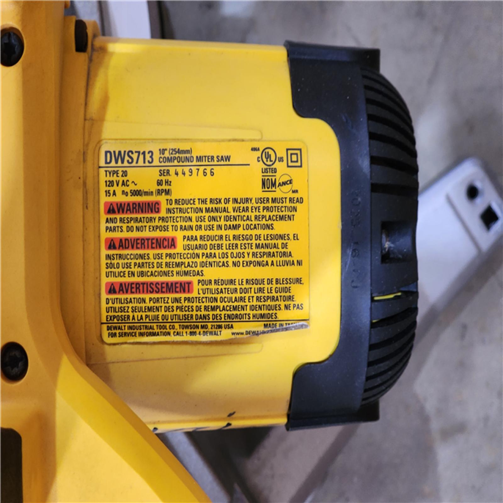 HOUSTON LOCATION - AS-IS DEWALT 15 Amp Corded 10 in. Compound Single Bevel Miter Saw