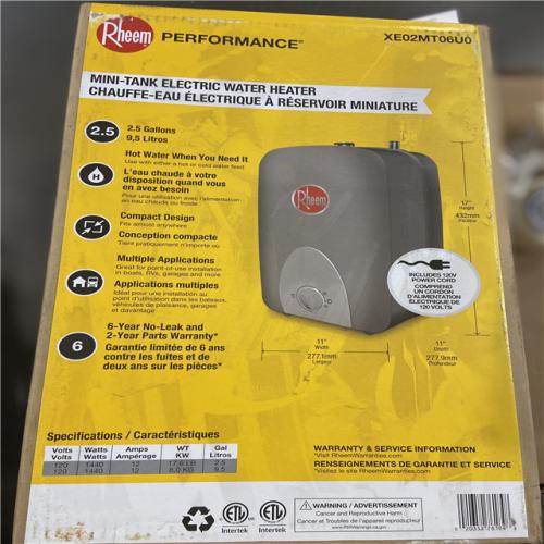 AS-IS - Rheem Performance 2.5 Gal. 120-Volt Plug-In MiniTank Point of Use Electric Water Heater