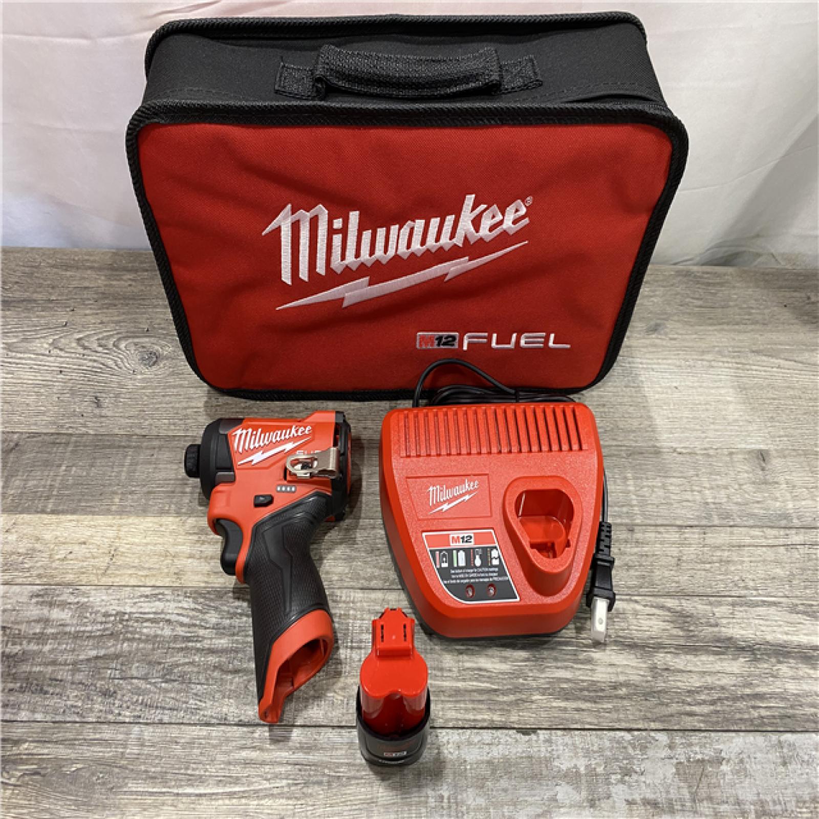 AS-IS Milwaukee FUEL 12-Volt Lithium-Ion Brushless Cordless 1/4 in. Hex Impact Driver Compact Kit