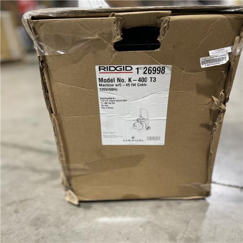 AS-IS - RIDGID K-400 Drain Cleaning Snake Auger Machine  C-45 IW 1/2 in. x 75 ft. Cable inside Drum