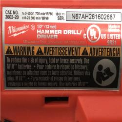 AS-IS Milwaukee 18V Lithium-Ion Brushless Cordless 1/2 in. Compact Hammer Drill/Driver (Tool-Only)