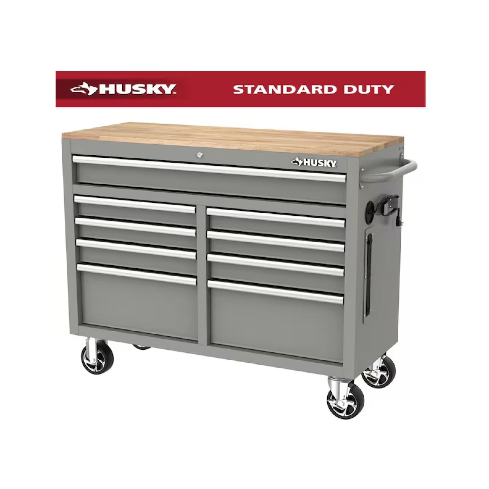DALLAS LOCATION - HUSKY 46IN 9 DRAWER MOBILE WORKBENCH