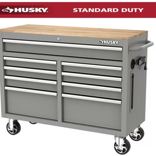 DALLAS LOCATION - HUSKY 46IN 9 DRAWER MOBILE WORKBENCH