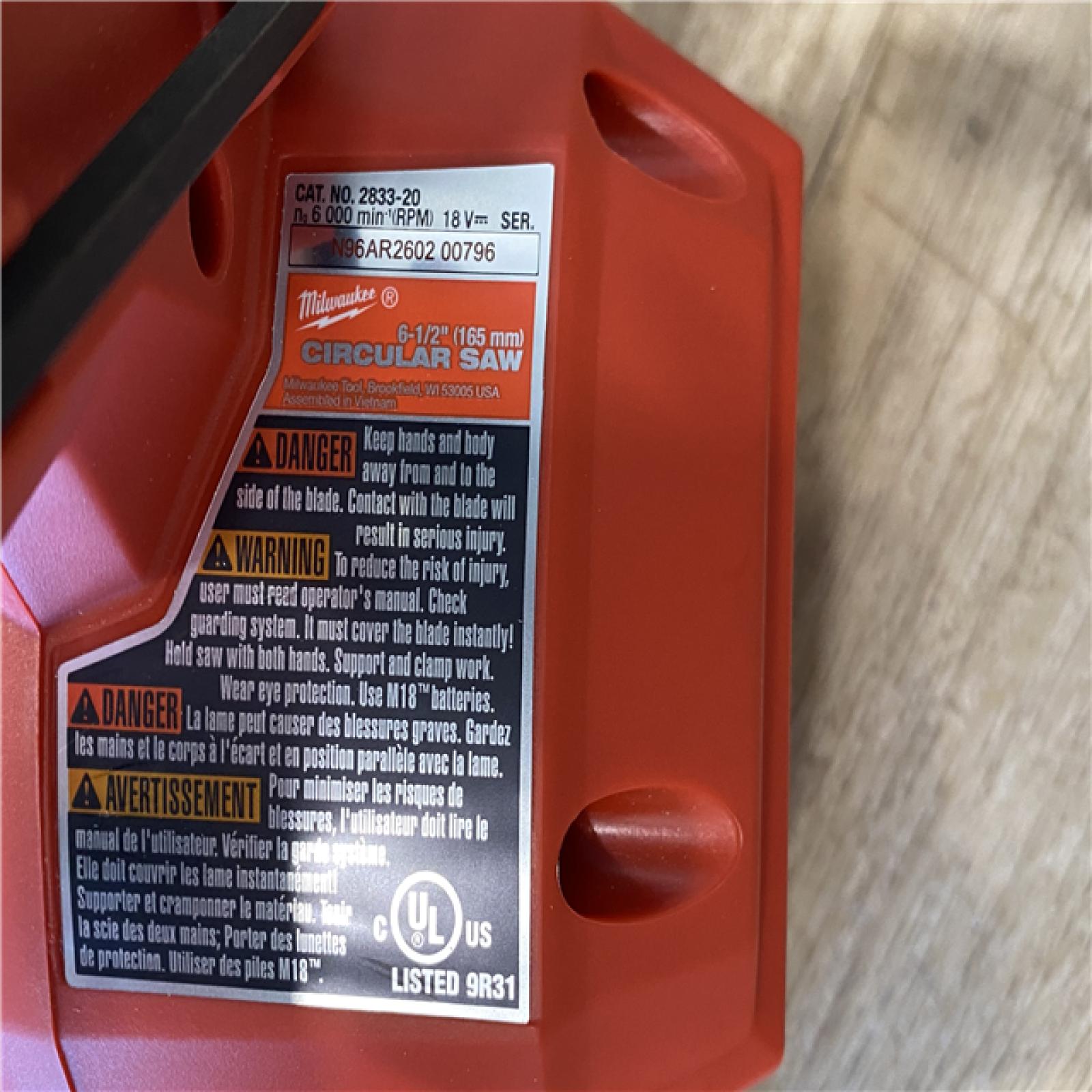 AS-IS Milwaukee FUEL 18V Lithium-Ion Brushless Cordless 6-1/2 in. Circular Saw (Tool-Only)