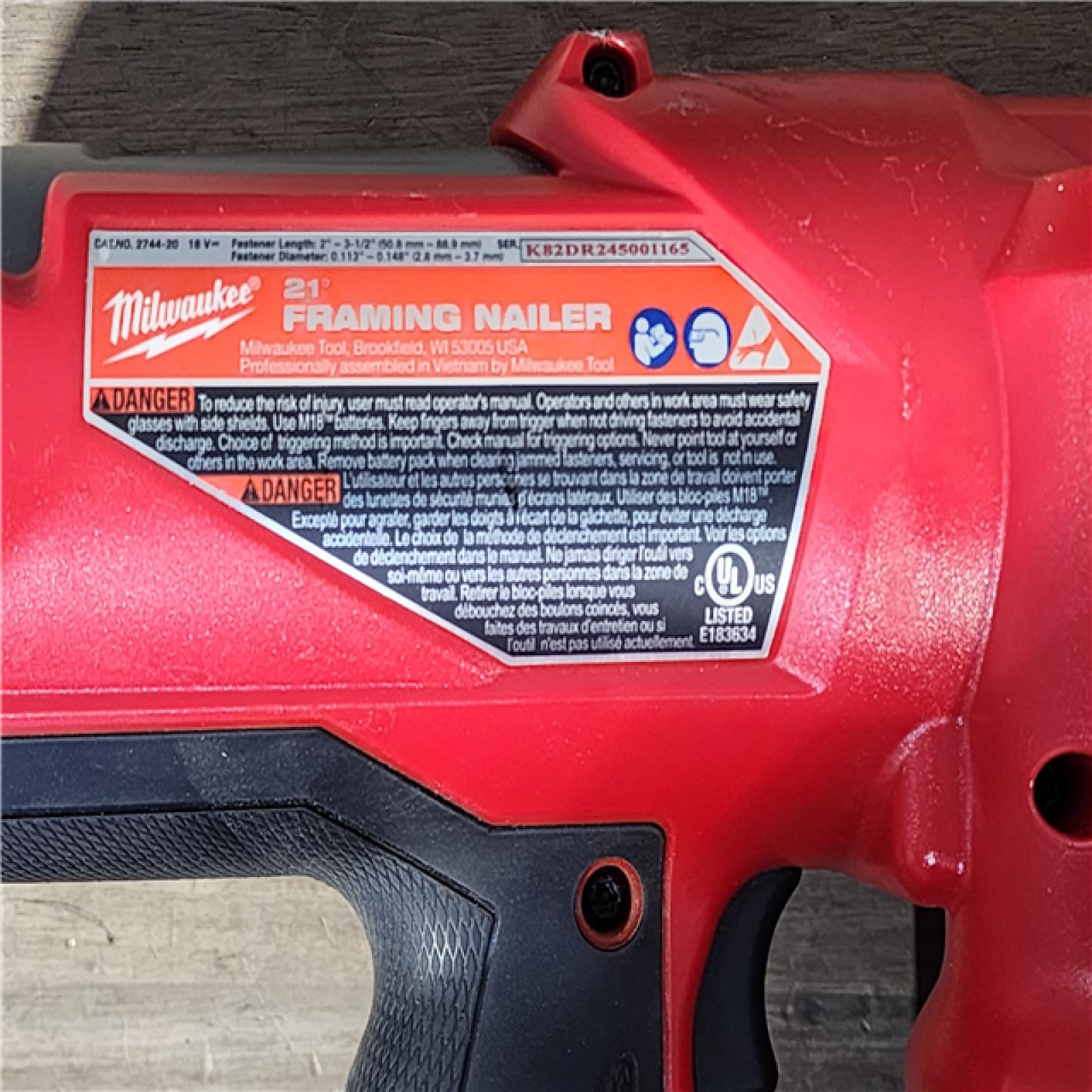 HOUSTON LOCATION - AS-IS MILWAUKEE 21 DEGREE FRAMING NAILER (TOOL ONLY)