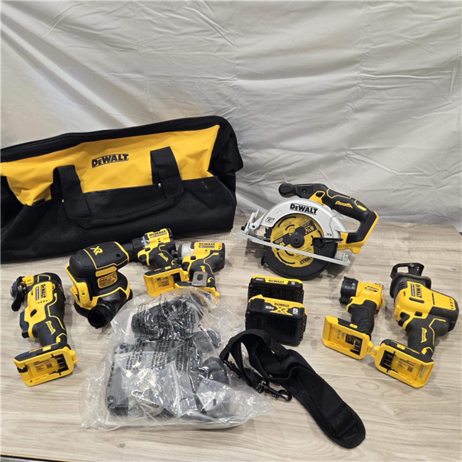 AS-IS DEWALT 20-Volt MAX Lithium-Ion Cordless 7-Tool Combo Kit with 2.0 Ah Battery, 5.0 Ah Battery and Charger