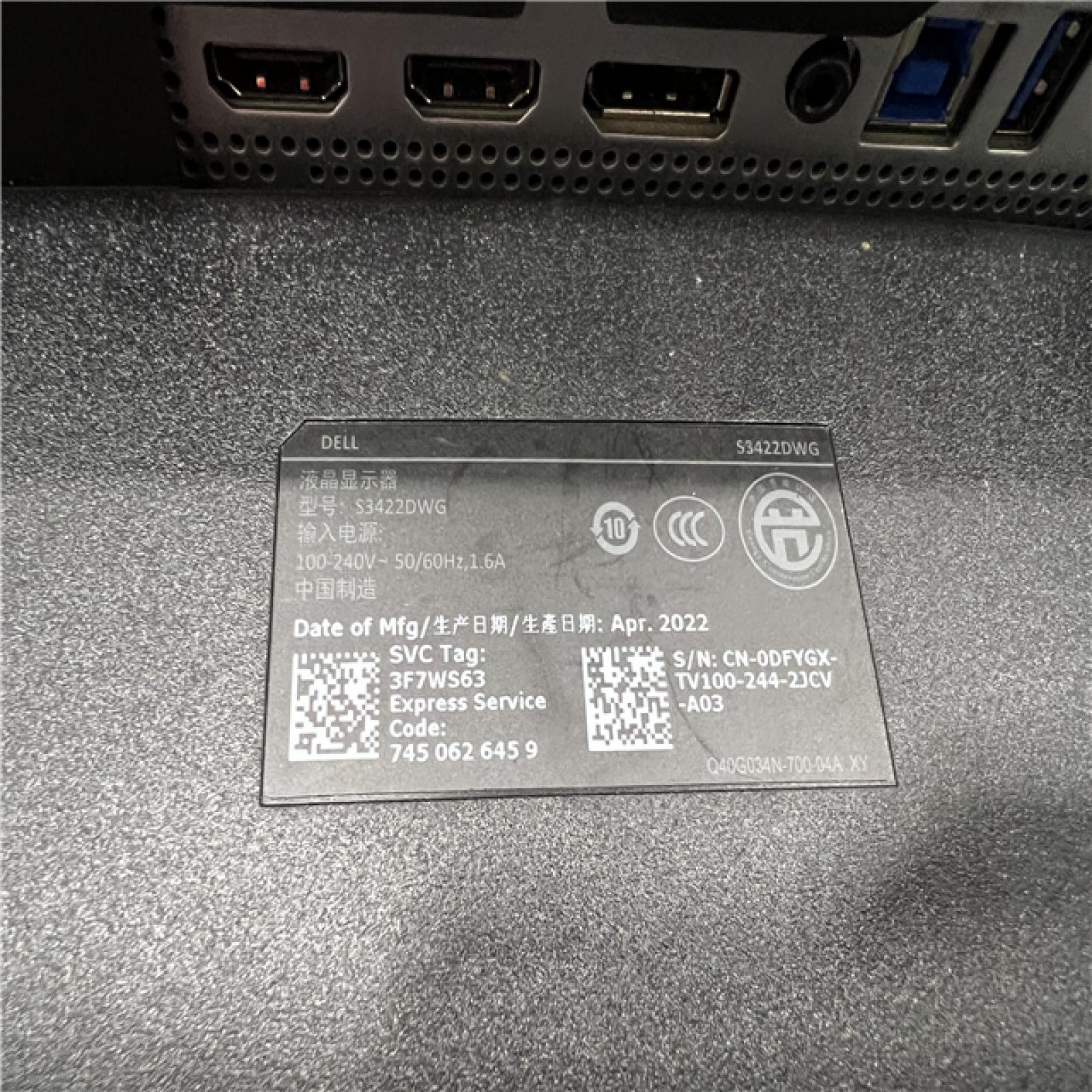 AS-IS Dell S3422DWG 34 WQHD VA LED Curved Gaming Monitor