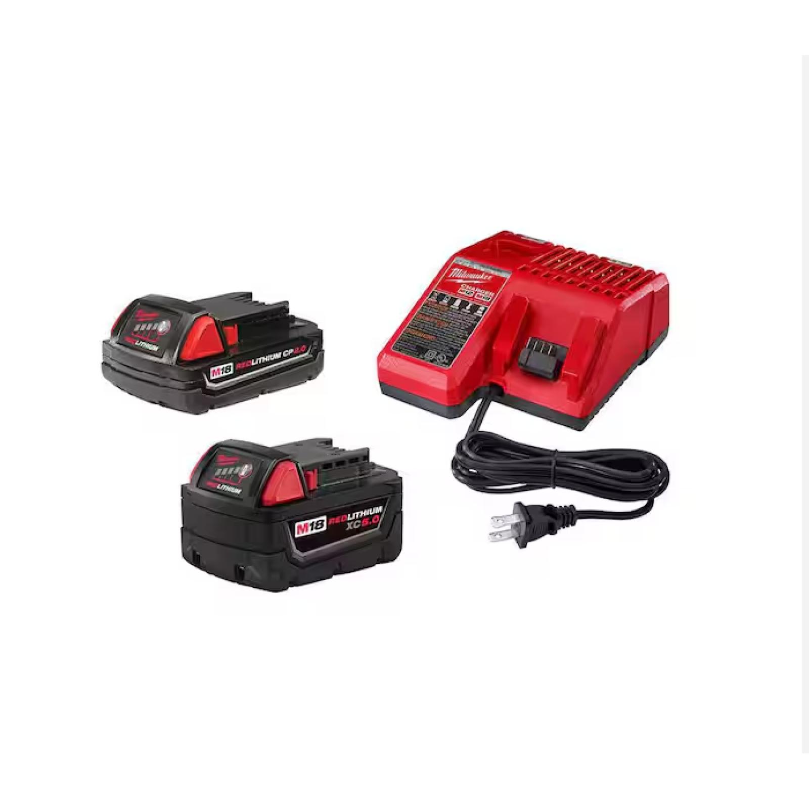DALLAS LOCATION - Milwaukee M18 18-Volt Lithium-Ion Starter Kit with One 5.0 Ah and One 2.0 Ah Battery and Charger
