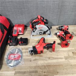 HOUSTON LOCATION - AS-IS (APPEARS LIKE NEW) Milwaukee M18 18-Volt Lithium-Ion Brushless Cordless Combo Kit (4-Tool) with 2-Batteries, 1-Charger and Tool Bag