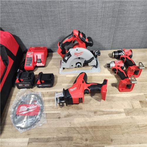 HOUSTON LOCATION - AS-IS (APPEARS LIKE NEW) Milwaukee M18 18-Volt Lithium-Ion Brushless Cordless Combo Kit (4-Tool) with 2-Batteries, 1-Charger and Tool Bag
