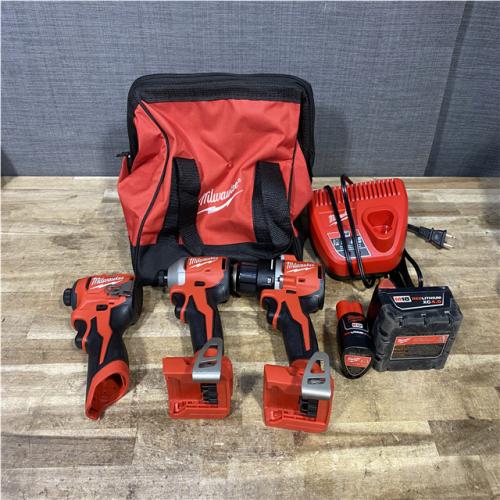 Houston Location AS-IS Milwaukee Drill Driver and Impact Drivers QTY/2 and Batteries QTY/2 with Charger
