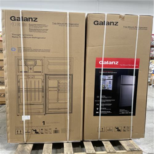DALLAS LOCATION- NEW! GALANZ12 cu. ft. Top Freezer Refrigerator with Dual Door PALLET (2 UNITS)