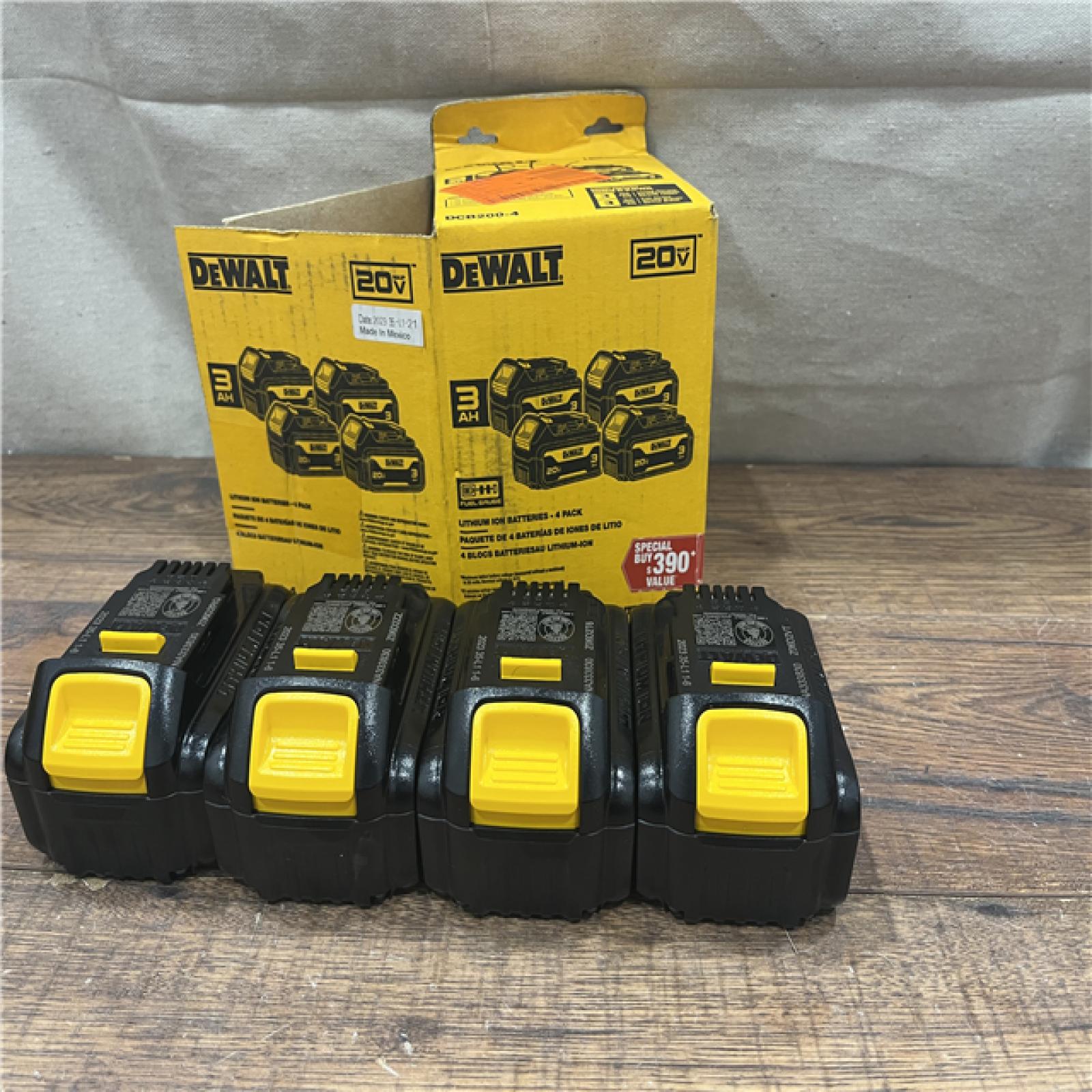 AS-IS DEWALT 20V Max 3Ah Battery 4 Pack