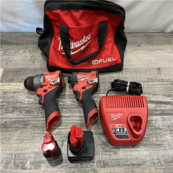 AS-IS Milwaukee FUEL 12-Volt Lithium-Ion Brushless Cordless Hammer Drill and Impact Driver Combo Kit