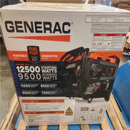 Phoenix NEW Generac 12500/9500-Watt Tri-Fuel Portable Generator  Easy-To-Use Electric Start  Wheel and Handle Kit Included