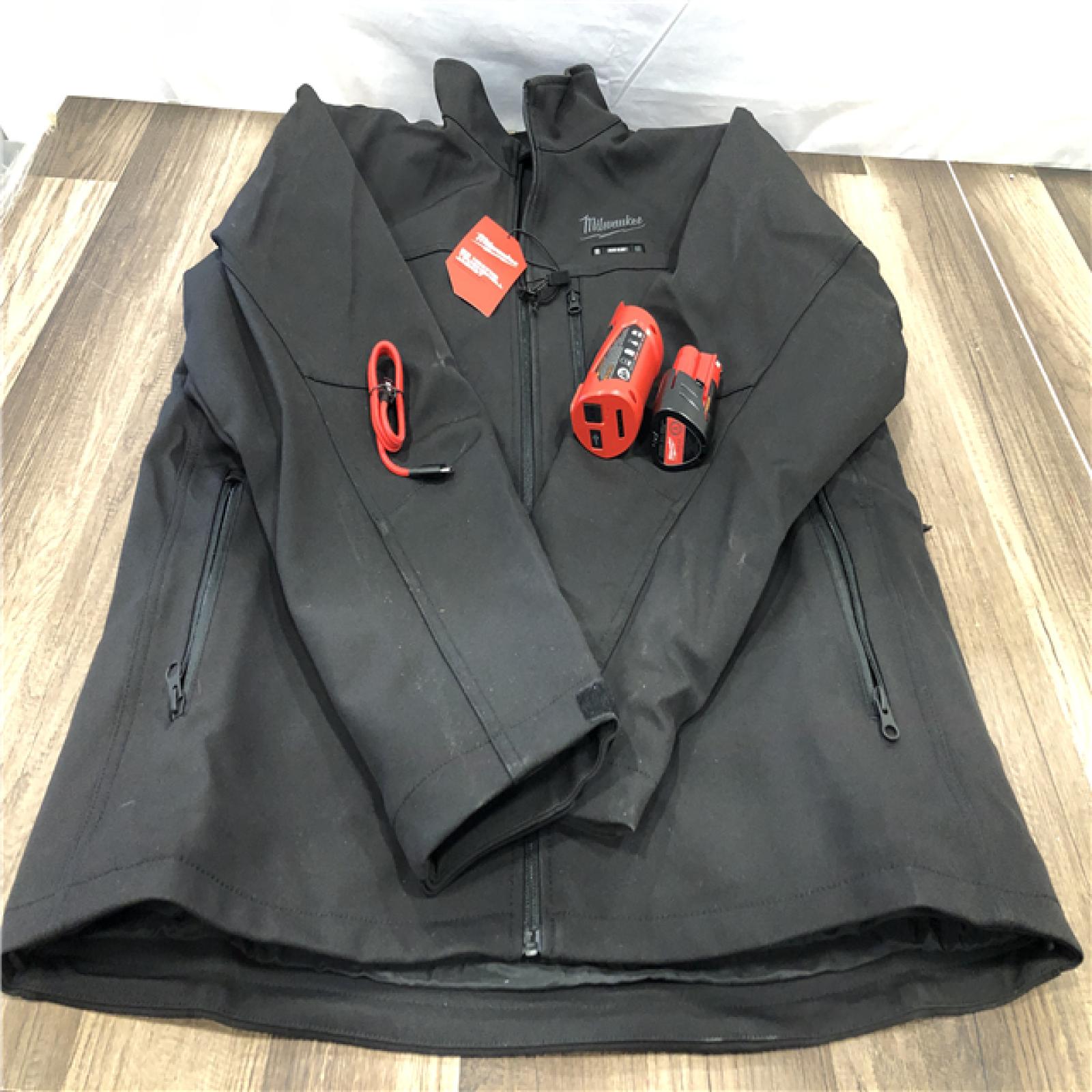 AS-IS Milwaukee Men's Large 12-Volt Lithium-Ion Cordless Tough Shell Black Heated Jacket with