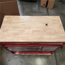Phoenix Husky 52 in. W 10-Drawer Gloss Red Mobile Workbench Cabinet with Solid Wood Top and Pegboard