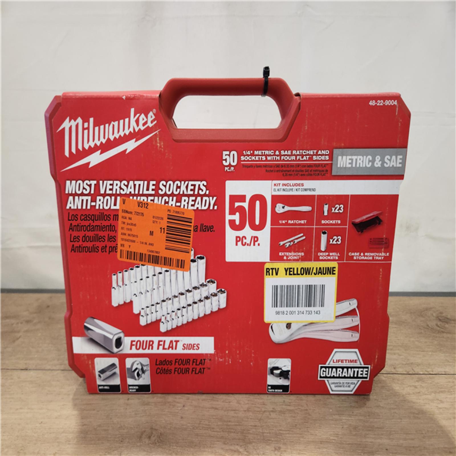 NEW- 1/4 in. Drive SAE/Metric Ratchet and Socket Mechanics Tool Set (50-Piece)