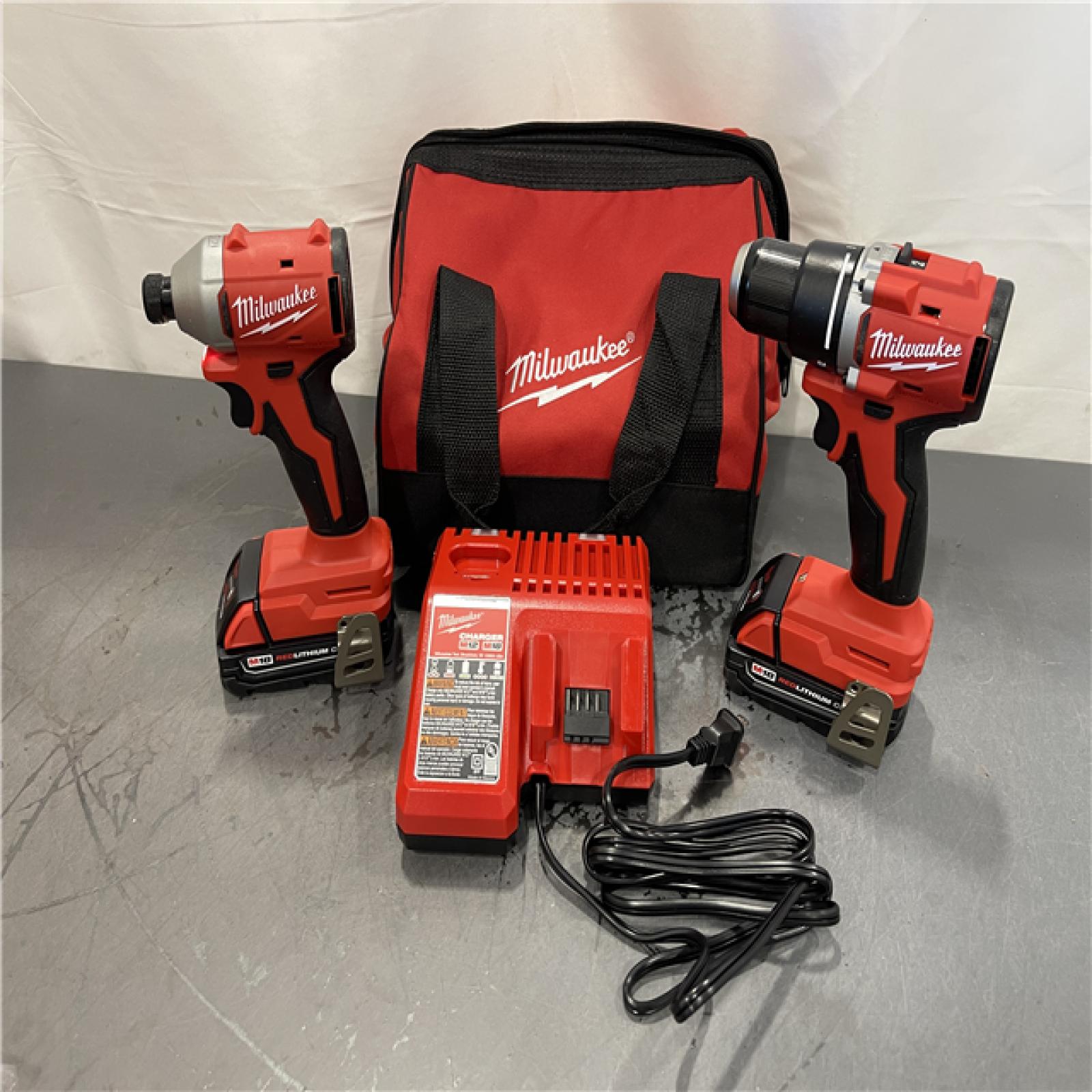 AS-IS - Milwaukee M18 18V Lithium-Ion Brushless Cordless Compact Drill/Impact Combo Kit